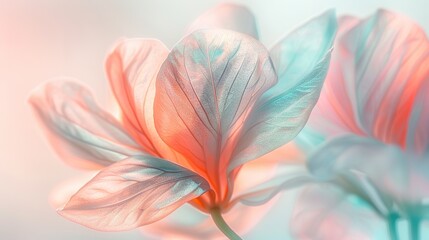 Wall Mural -   A close-up of a vibrant pink and blue flower surrounded by a softly blurred foreground and background