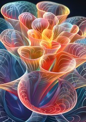 Wall Mural - A colorful flower with a rainbow of colors. The flower is very large and has a lot of detail. The colors are bright and vibrant, giving the flower a lively and energetic feel