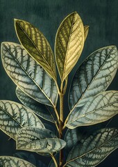 Wall Mural - A leafy green plant with a gold tint. The leaves are very thin and delicate. The image has a calming and peaceful mood