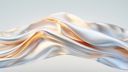   Abstract image of wavy white and gold fabric on a light gray background with space for text or image