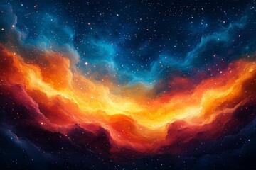 Wall Mural - colorful cosmic nebula with vibrant hues and sparkling stars in a vast night sky