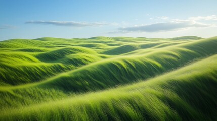Wall Mural - lush green rolling hills under a bright blue sky during midday
