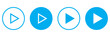 © Tracker - Set of play buttons icons. Play button. Video audio player. Vector illustration. Play buttons. Vector icons isolated on background white. Play button icon set.
