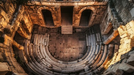 Theater Odeon: Top View of Ancient Amphitheatre at Acropolis, Athens, Greece