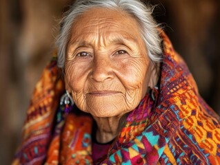 Navajo Cherokee: Elderly Woman Celebrating 77th Birthday in Her Cultural Attire