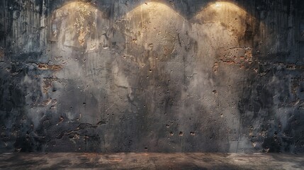 Dimly lit grunge concrete wall with dramatic textures