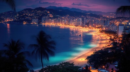 Wall Mural - Mexico Acapulco Beach View. Tropical Coast of America for Summer Travel