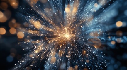 Wall Mural - an abstract representation of light particles exploding, showcasing vivid colors and mesmerizing pat