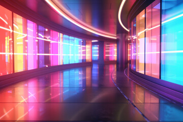 Wall Mural - Neon Lights Corridor