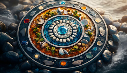 Wall Mural - mandala depicting the four elements