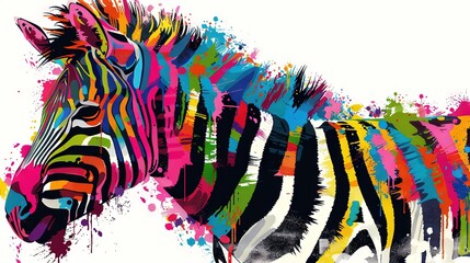 Canvas Print -   Zebra painted