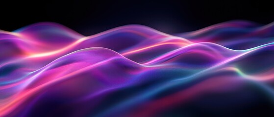 Poster - Abstract Wavy Background with Glowing Lines and Purple Hue