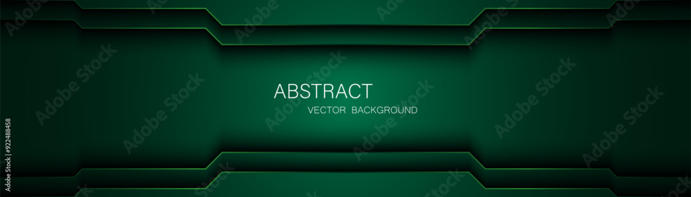Abstract dark green background with green glowing lines, free space for ...