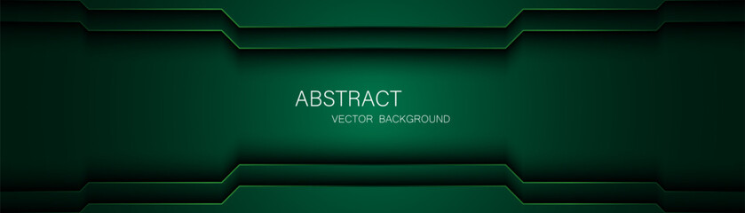 Aufkleber - Abstract dark green background with green glowing lines, free space for design.
