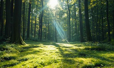 Canvas Print - the sun is shining through the trees in the forest