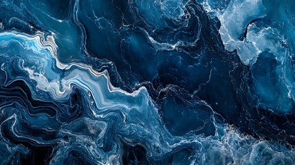 Poster - Abstract Swirling Deep Blue Ocean Texture