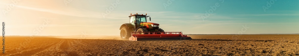 Farming Before Spring Spring Agriculture in Full Swing: A Farmer Tills the Soil with a ...
