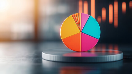 Canvas Print - Colorful Pie Chart on Platform.