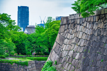 Canvas Print - Osaka Castle Walls during spring season in Osaka, Japan.