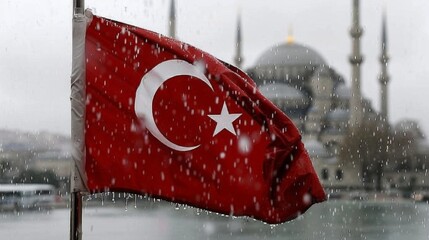 Poster - the turkey flag in the rain