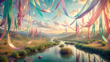 Wall Mural - Whispers of Pastel in the Valley of Dreams  AI Generated