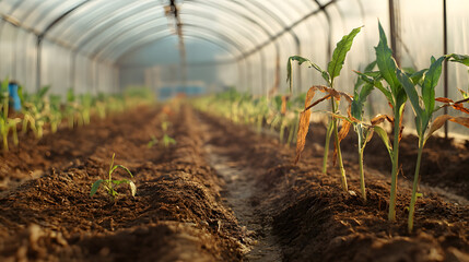 Wall Mural - Seedlings growing in a greenhouse