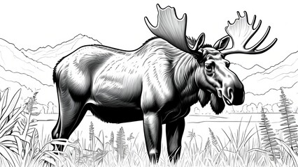 Moose in the Wild coloring book