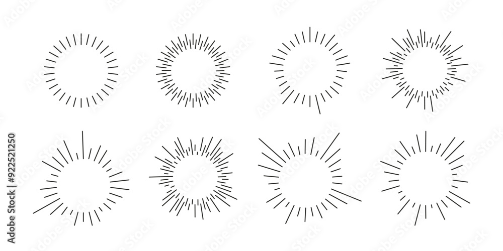 Vector Rays Thin Set of simple circular equalizers. Round thin sound rays. Stock Vector ...