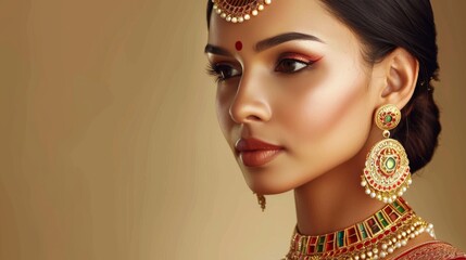 Elegant Indian woman showcasing traditional jewelry