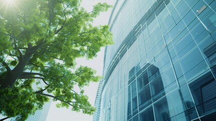 Poster - Environmentally friendly corporate tower with tempered glass windows