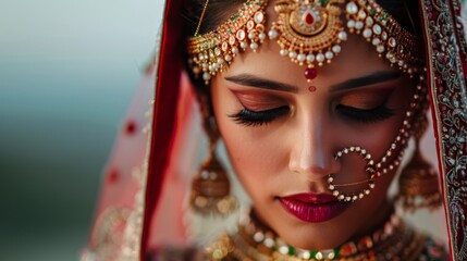 Indian bride with traditional jewelry