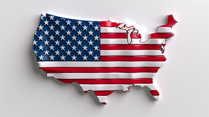 Wall Mural - a simple outline of the u.s. map, with a tiny u.s. flag placed in the center to signify national uni