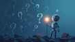 © sablengjago - A robot holding a lightbulb, illuminating the question marks surrounding it.