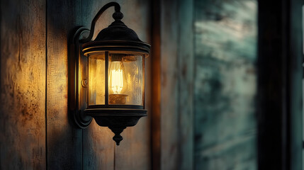 Wall Mural - Antique lantern mounted on the wall