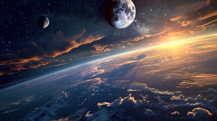 Wall Mural - A Celestial Sunrise Over a Distant Planet
