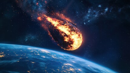 Wall Mural - Meteorite Approaching Earth