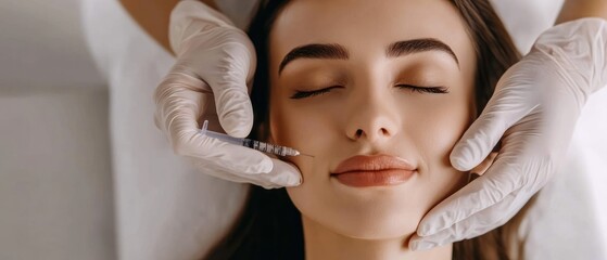 Sticker - Woman receiving facial injection with a needle