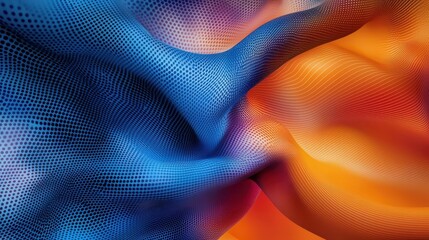 Abstract blue and orange flowing pattern background