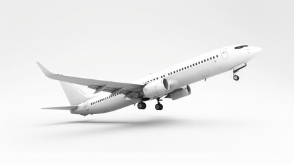 Wall Mural - white commercial airplane isolated on white