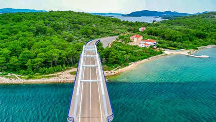 Sticker - Zdrelac Bridge aerial view in Ugljan Island, Croatia