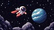 © Wimon - A pixel art superhero flying through space on a mission to save a distant planet