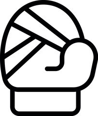 Sticker - Simple and minimal black and white line icon of a hand with a bandage showing a thumbs up gesture