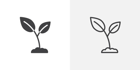 Poster - Plant vector icon set black filled and outlined style.