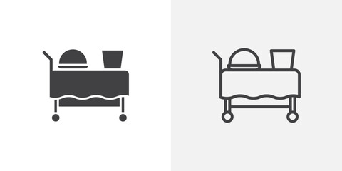 Room service vector icon set black filled and outlined style.