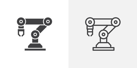 Poster - Mechanical arm vector icon set black filled and outlined style.