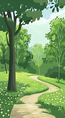 Poster - Winding Path Through a Green Forest