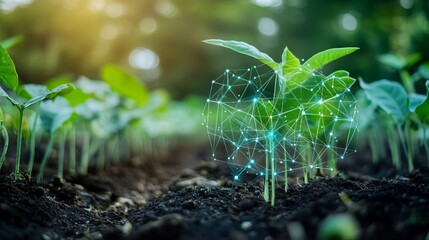 Canvas Print - The concept of smart agriculture involves integrating machine learning, deep learning, and neural network technology, where artificial intelligence is applied to revolutionize farming practices