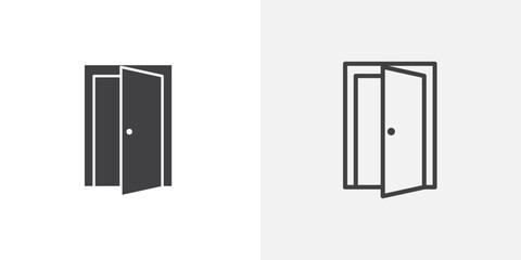 Sticker - Door vector icon set black filled and outlined style.