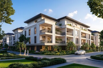 Modern Architecture White Building With Balconies