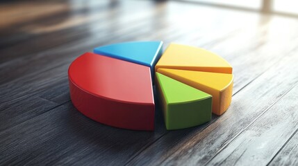 Wall Mural - Diversified investment strategy - Managing an investor portfolio with a pie chart